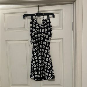 Floral Black and White Dress